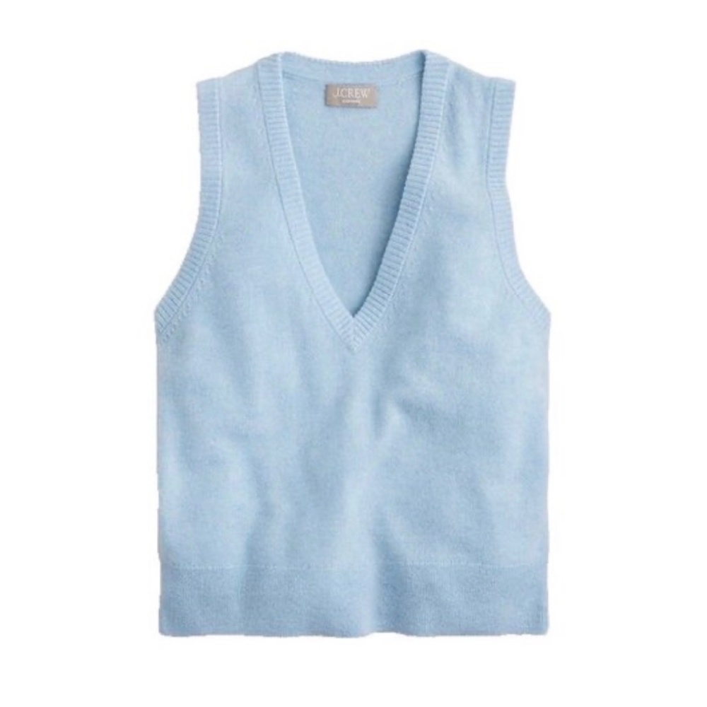 J.Crew Cashmere V-neck Sweater-Vest in Heather River Blue Pullover Shell XS